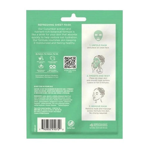 Burts Bees, Refreshing Cucumber Sheet Mask, 1 Count