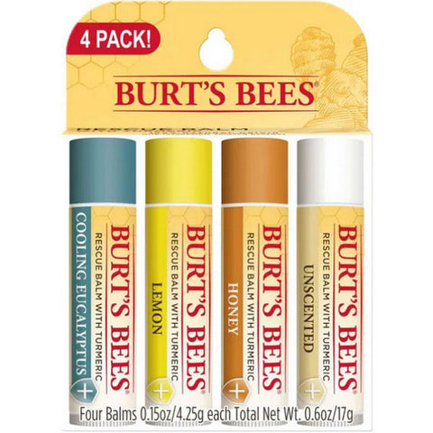 Burts Bees, Lip Balm Rescue, 4 Count