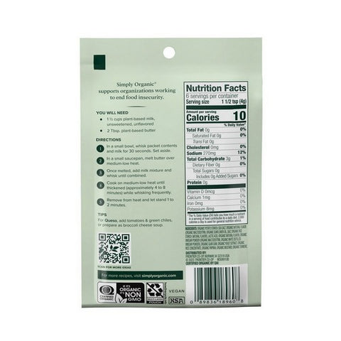 Simply Organic, Organic Dairy-Free Cheddar Sauce Mix, 0.85 Oz