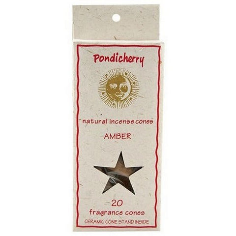 Pondicherry Natural Incense, Amber Incense Cones, 20 Count