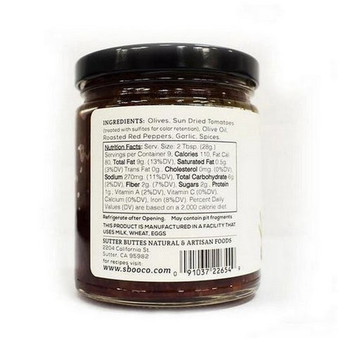 Sutter Buttes, Sun Dried Tomato And Olive Tapenade, 9 Oz