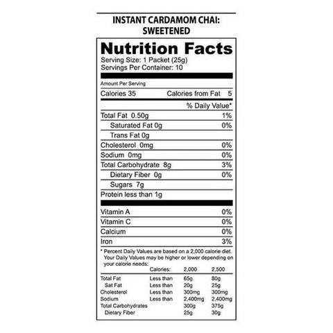 NatureÃ¢â‚¬â„¢s Guru, Instant Chai Cardamom Chai Unsweetened, 10 Count