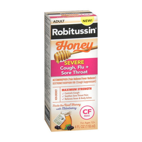 Honey Severe Cough Flu And Sore Throat 4 Oz by Robitussin