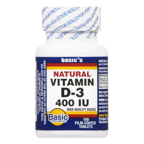 Basic Vitamins, Natural Vitamin D3, 400 IU, 100 Tabs