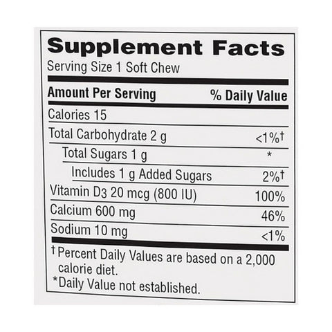 Caltrate, Soft Chews 600  Plus D3 Bone Strength Chocolate Truffle, 60 Each