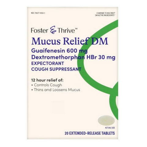 Foster And Thrive, Mucus Relief DM Guaifenesin, 600 Mg, 20 Tabs