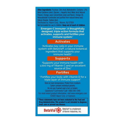 Emergen-C, Immune Plus Vitamin C Super Orange, 10 Count