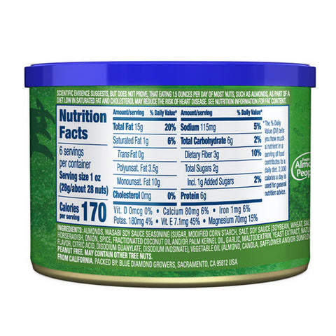 Blue Diamond, Almonds Bold Wasabi And Soy Sauce, 6 Oz(Case Of 12)