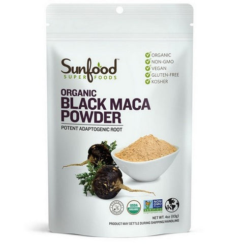 Sunfood Superfoods, Organic Black Maca Powder, 4 Oz