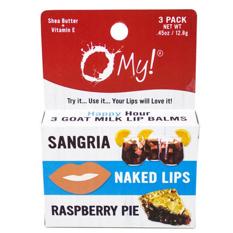 O MY!, Goat Milk Lip Balm Happy Hour, 3 Count