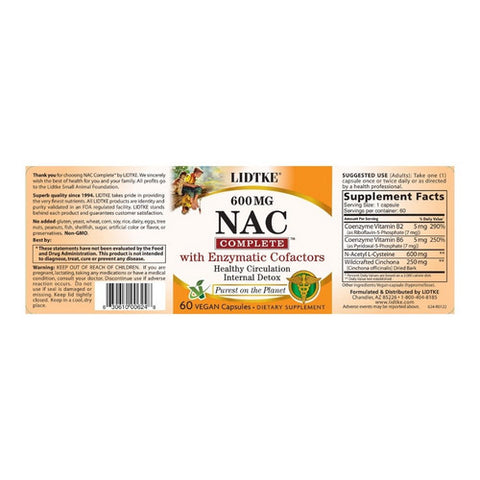 Lidtke, NAC Complete With Enzymatic Cofactors, 60 Caps