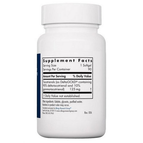 Nutricology/ Allergy Research Group, Delta-Fraction Tocotrienols, 125 Mg, 90 Softgels