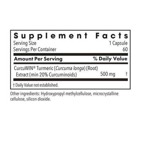 Nutricology/ Allergy Research Group, CurcuWIN 500 Increased Absorption And Retention, 60 Veg Caps