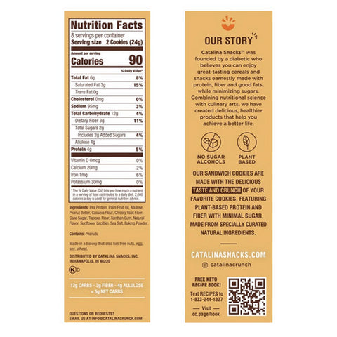 Catalina Crunch, Keto Friendly Peanut Butter Sandwich Cookies, 6.8 Oz(Case Of 6)