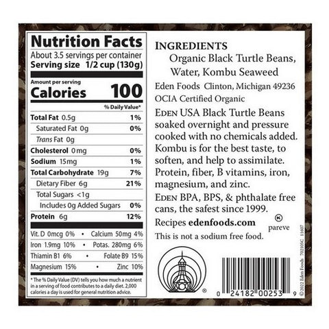 Eden Foods, Organic Black Beans, 15 Oz (Case Of 12)