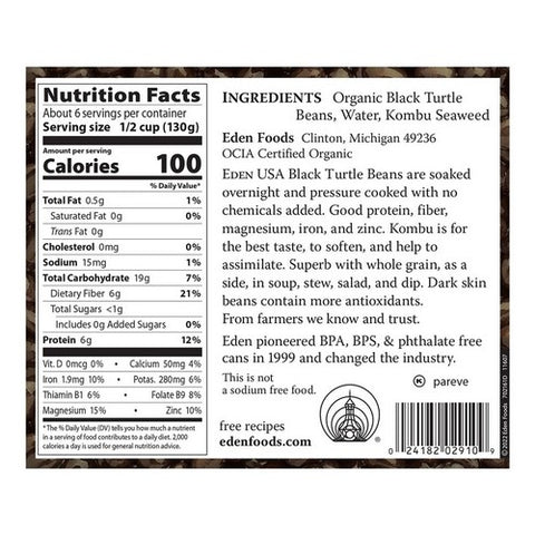 Eden Foods, Organic Can Black Bean, 29 Oz (Case Of 12)