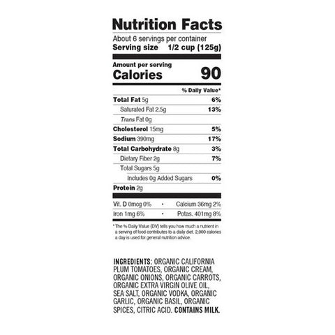 Sonoma Gourmet, Vodka Cream Pasta Sauce, 25 Oz (Case Of 6)