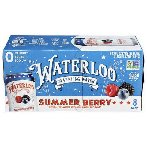 Waterloo Sparkling Water, Sparkling Water Summer Berry, 96 Oz (Case Of 3)