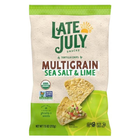 Late July, Multigrain Sea Salt And Lime Tortilla Chips, 7.5 Oz (Case Of 12)