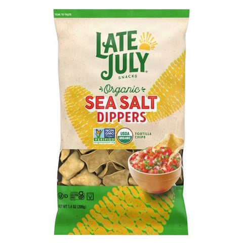 Late July, Organic Sea Salt Dippers Tortilla Chips, 7.4 Oz (Case Of 9)