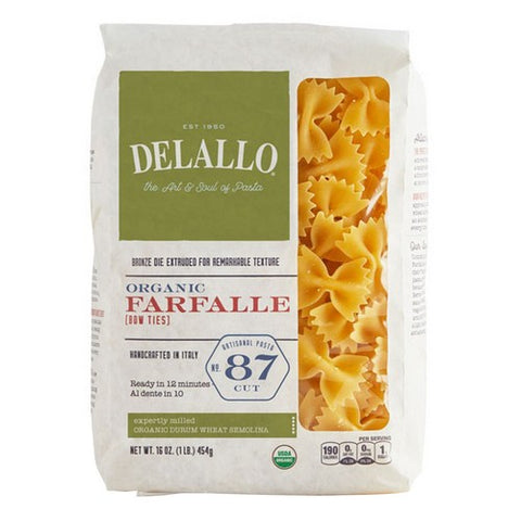 Delallo, Organic Farfalle Pasta, 16 Oz (Case Of 8)