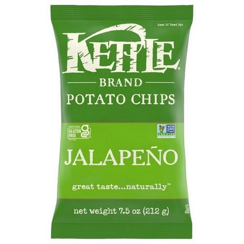 Kettle Foods, Jalapeno Kettle Potato Chips, 7.5 Oz (Case Of 12)