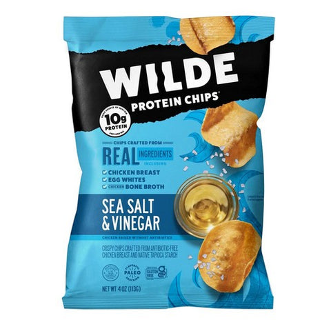 Wilde Snacks, Sea Salt And Vinegar Chicken Protein Chips, 4 Oz (Case Of 12)