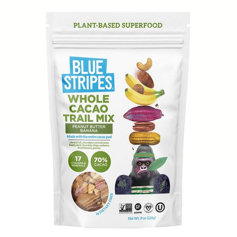 Blue Stripes, Peanut Butter Banana Whole Cacao Trail Mix, 8 Oz (Case Of 6)