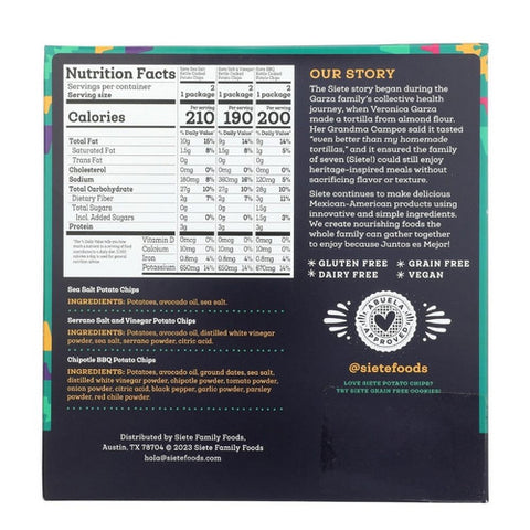 Siete, Potato Chip Variety Pack, 9 Oz (Case Of 3)