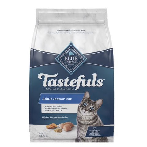 Blue Buffalo, Tastefuls Indoor Adult Chicken And Brown Rice Dry Cat Food, 3 Lbs (Case Of 5)
