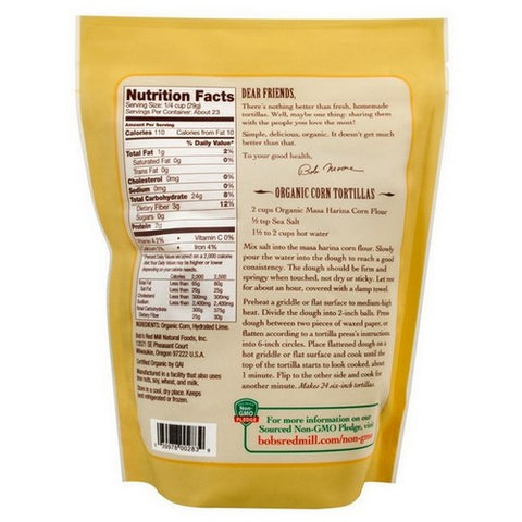 Bobs Red Mill, Organic Masa Harina, 24 Oz(Case Of 4)