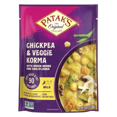 Patak's, Chickpeas And Veggie Korma Ready To Heat Curry, 10.05 Oz(Case Of 6)
