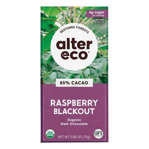 Alter Eco, Organic Dark Chococlate Raspberry Blackout, 2.65 Oz(Case Of 12)