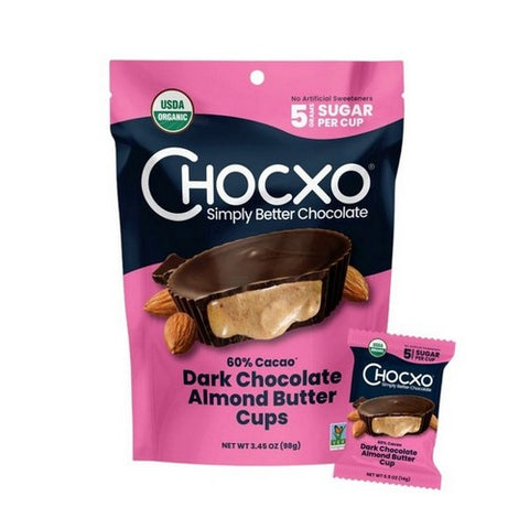 Chocxo, Dark Chocolate Almond Butter Cup, 3.45 Oz(Case Of 6)