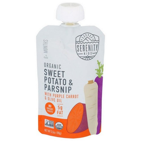Serenity Kids, Organic Sweet Potato Parsnip With Purple Carrot And Olive Oil Baby Food, 3.5 Oz(Case Of 6)