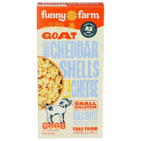 Funny Farm, White Cheddar Goat Cheese And Shells Dinner, 6 Oz(Case Of 8)