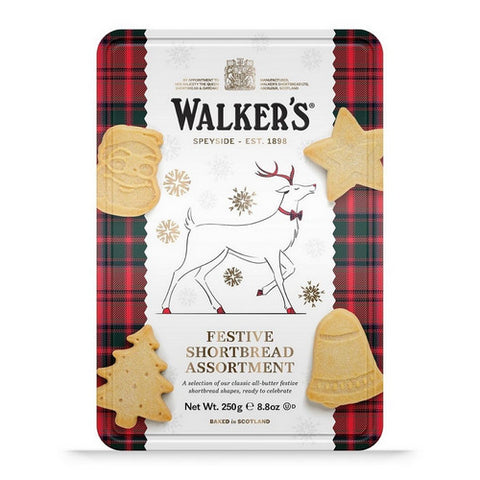Assorted Shortbread Cookie Reindeer Tin 8.8 Oz(Case Of 6) by Walkers