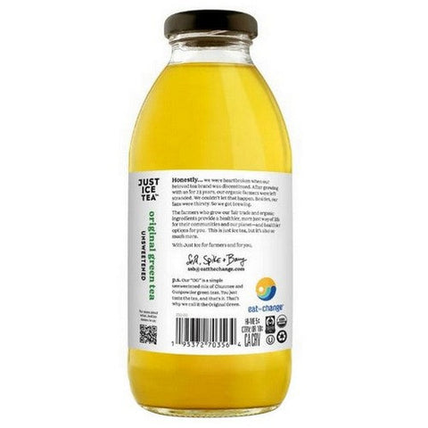 Just Ice Tea, Organic Unsweetened Original Green Tea, 16 Oz(Case Of 12) Just Ice Tea