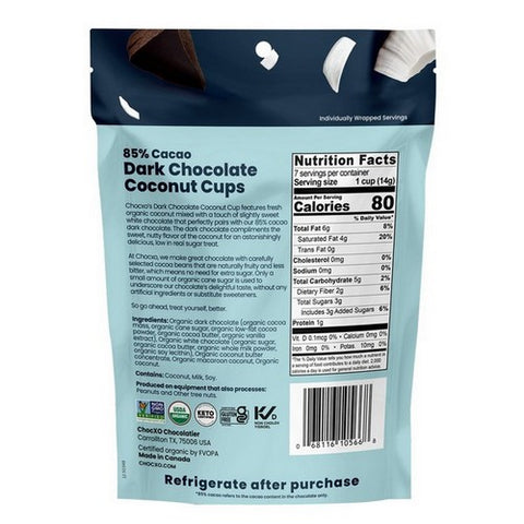 Chocxo, Dark Chocolate Coconut Butter Cup, 3.45 Oz(Case Of 6)