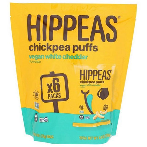 Hippeas, White Cheddar Chickenpea Puffs, 0.8 Oz(Case Of 12)