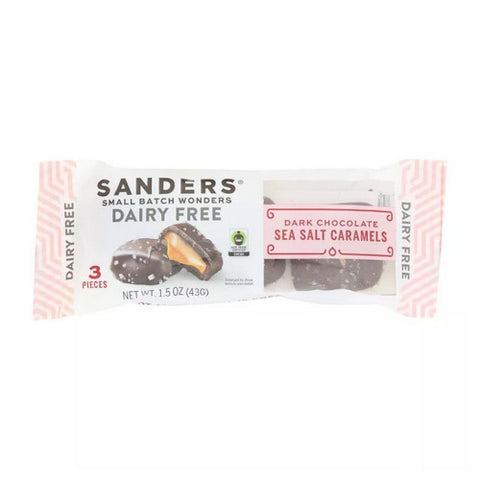 Sanders, Dark Chocolate Sea Salt Caramels Dairy Free, 1.5 Oz(Case Of 8)