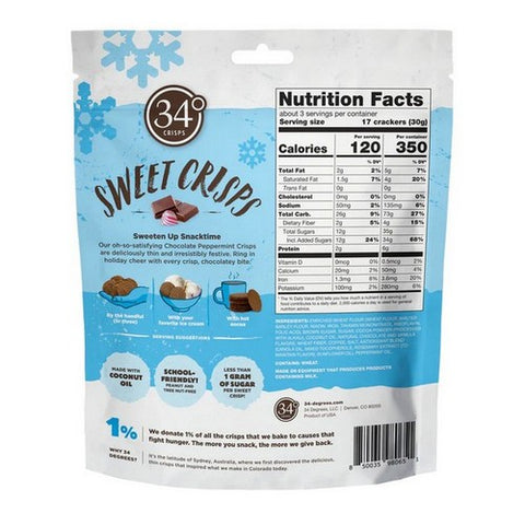 34 Degrees, Chocolate Peppermint Sweet Crisps, 3 Oz(Case Of 12)