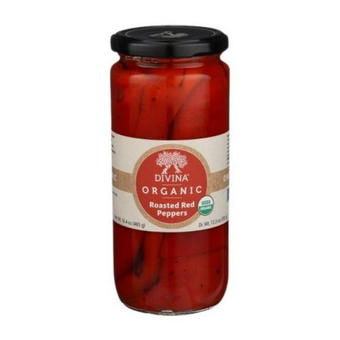 Divina, Organic Roasted Red Peppers, 12.3 Oz(Case Of 6)