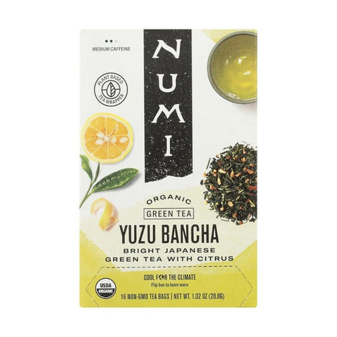 Numi Tea, Yuzu Bancha Bright Japanese Green Tea, 16 Bags(Case Of 6)