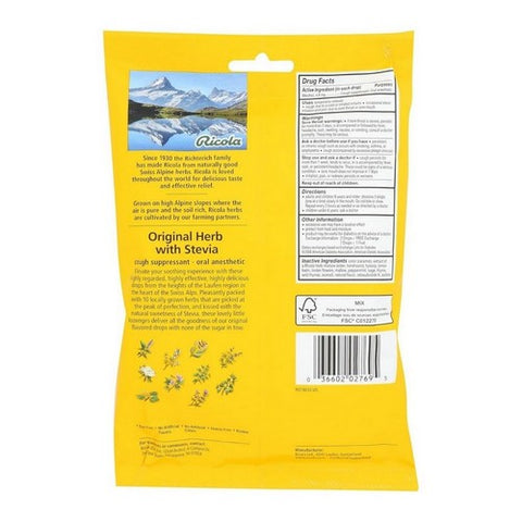 Ricola, Original Herb Cough Drops Sugar Free, 45 Count(Case Of 3)