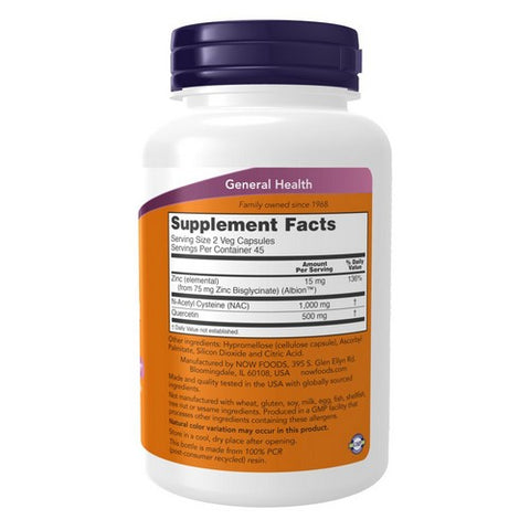 Now Foods, Nac With Quercetin & Zinc, 90 VegCaps