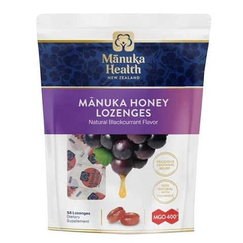 Manuka Health, Manuka Honey Mgo 400 Plus Lozenges Natural Blackcurrant, 58 Lozenges