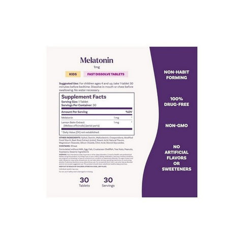 Natrol, Kids Fast Dissolve Melatonin Strawberry Flavored, 30 Tabs