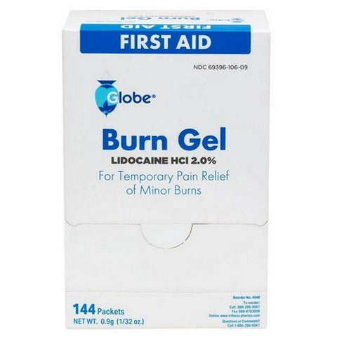 Globe, First Aid Burn Gel Lidocaine Hcl, 144 Count