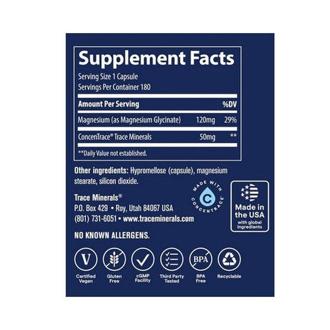 Trace Minerals, Magnesium Glycinate, 120 mg, 180 Count Trace Minerals